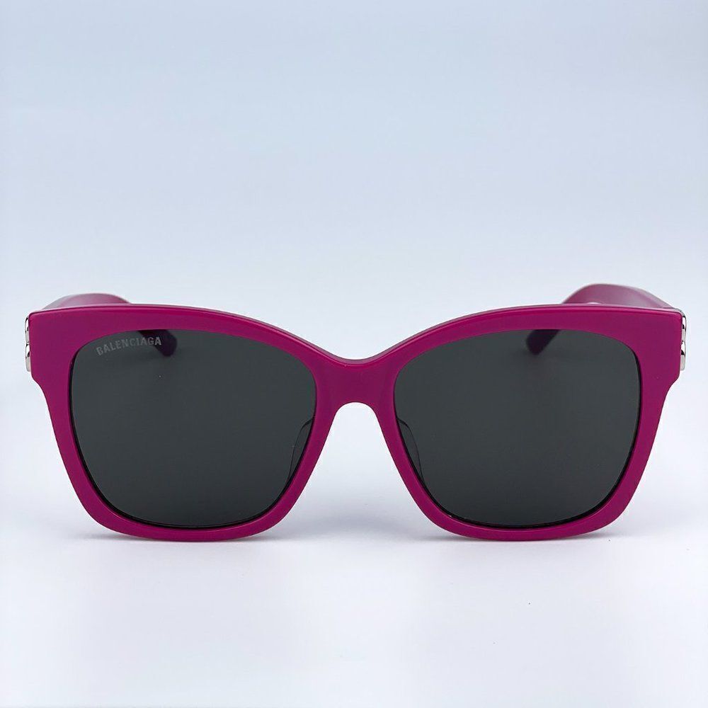 SALE! NEW Balenciaga BB0102SA 013 Fuchsia Pink Grey Square Women Sunglasses - Picture 4 of 11